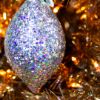 Picture of 4" Glass Silver Iridescent Glitter Ornament, Tall Finial