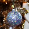 Picture of 4" Glass Silver Iridescent Glitter Ornament, Short Finial