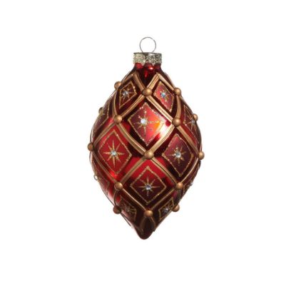 Picture of 4" Glass Red Gold Deco Ornament Finial