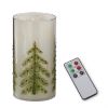 Picture of 7.75 Inch Jeweled Christmas Tree Cylinder Candle Slip Cover with Water Candle