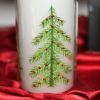Picture of 7.75 Inch Jeweled Christmas Tree Cylinder Candle Slip Cover with Water Candle