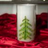 Picture of 7.75 Inch Jeweled Christmas Tree Cylinder Candle Slip Cover with Water Candle