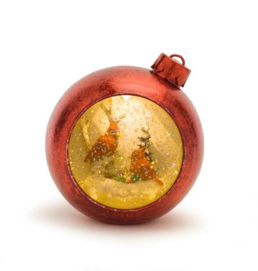 Picture of LED Lighted Musical Snow Globe Cardinals Ornament
