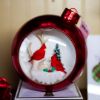 Picture of LED Lighted Musical Snow Globe Cardinals Ornament