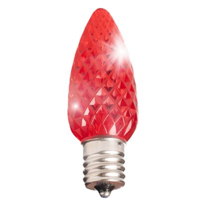 Picture of C9 LED Twinkle Bulb — Red Transparent Faceted