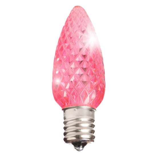 Picture of C9 LED Twinkle Bulb — Pink Transparent Faceted