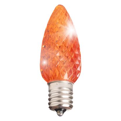 Picture of C9 LED Twinkle Bulb — Orange Transparent Faceted