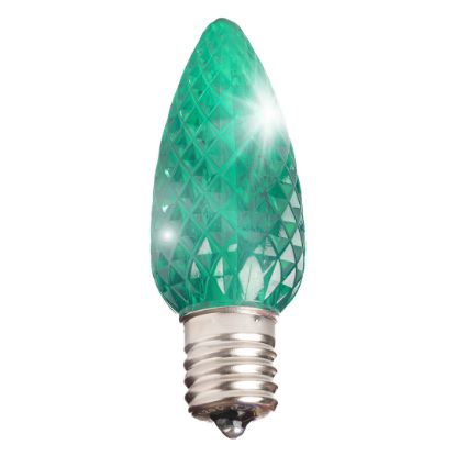 Picture of C9 LED Twinkle Bulb — Green Transparent Faceted