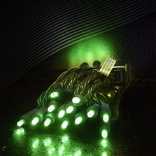 Image of 100L 5MM Utility Grade LED - Green with Gr Cord - 4" Spacing