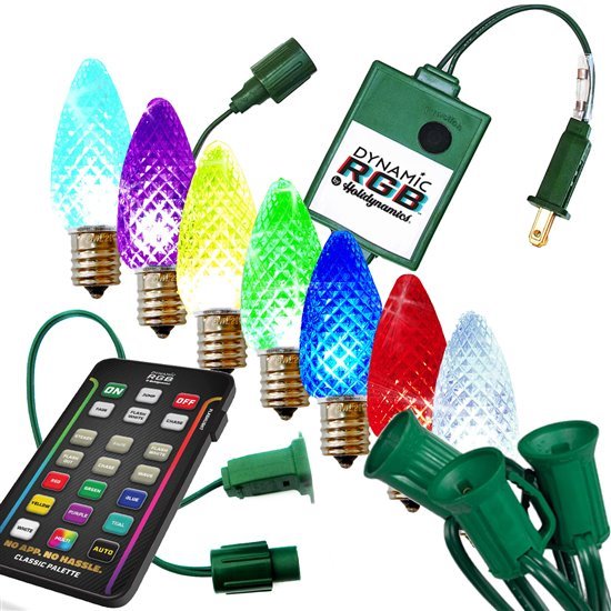 Dynamic RGB Transparent Faceted C9 bulb Complete Starter Kit