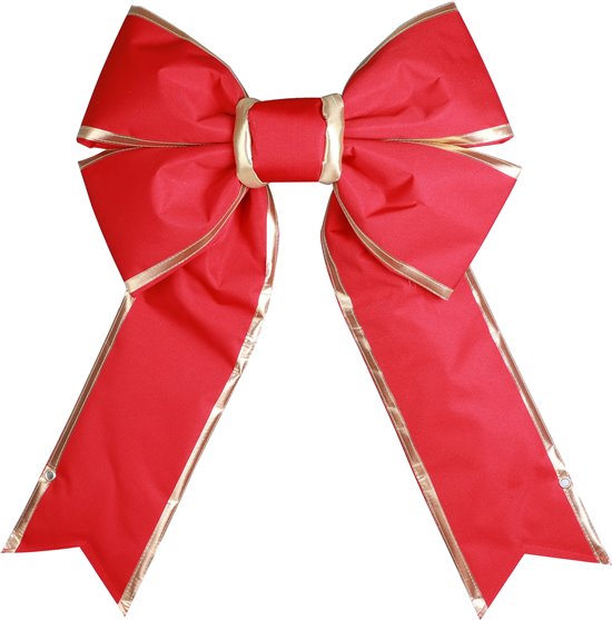 HOLIDYNAMICS Holiday Lighting Solutions 12 in. Red Outdoor Christmas STRUCTURAL Bow with Gold Center Stripe